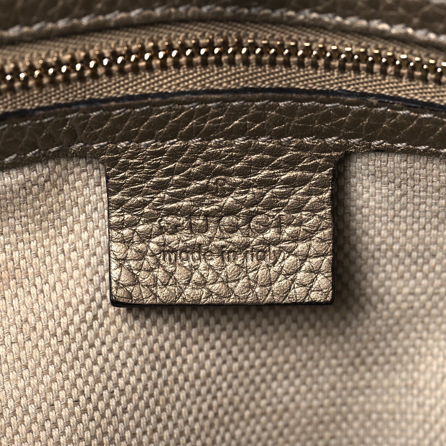 Gucci Metallic Pebbled Calfskin Medium Soho Chain Shoulder Bag Golden Beige 6 of 11