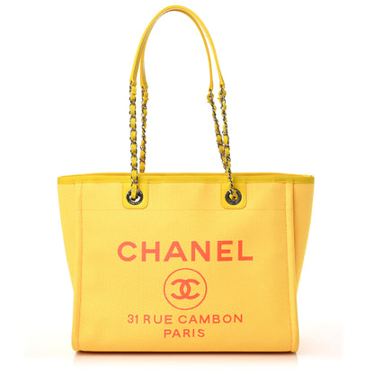 Chanel Mixed Fibers Small Deauville Tote Yellow Orange 1 of 12