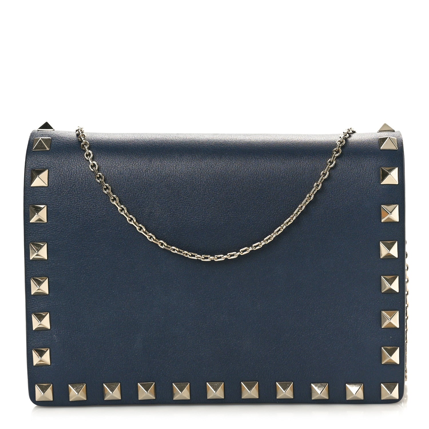 Valentino Garavani Calfskin Rockstud Wallet on Chain Marine 1 of 11