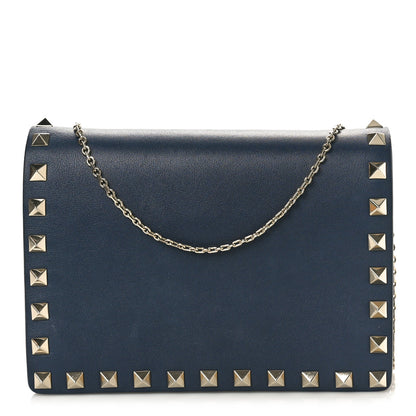 Valentino Garavani Calfskin Rockstud Wallet on Chain Marine 1 of 11