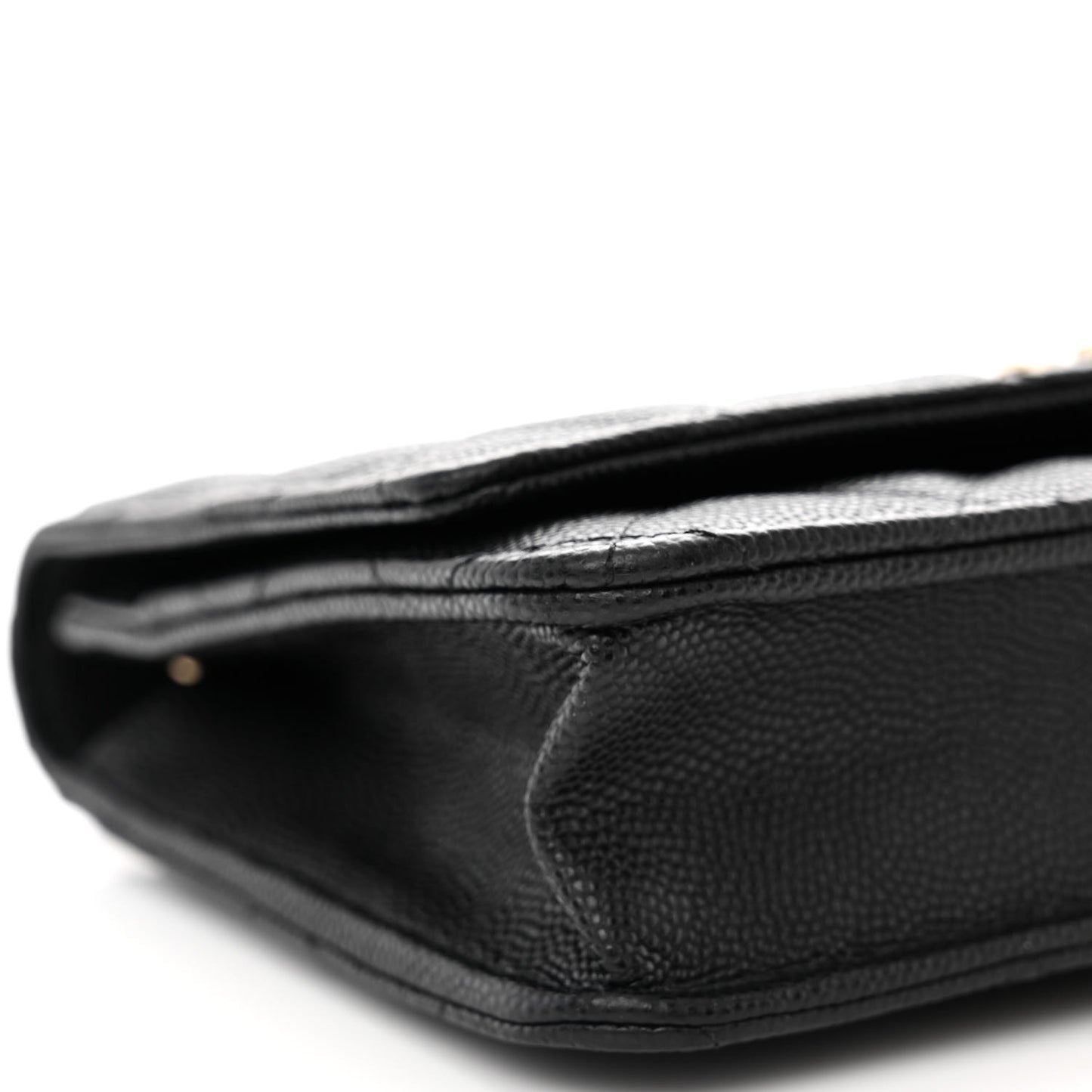 Caviar Quilted Striated CC Wallet On Chain WOC Black