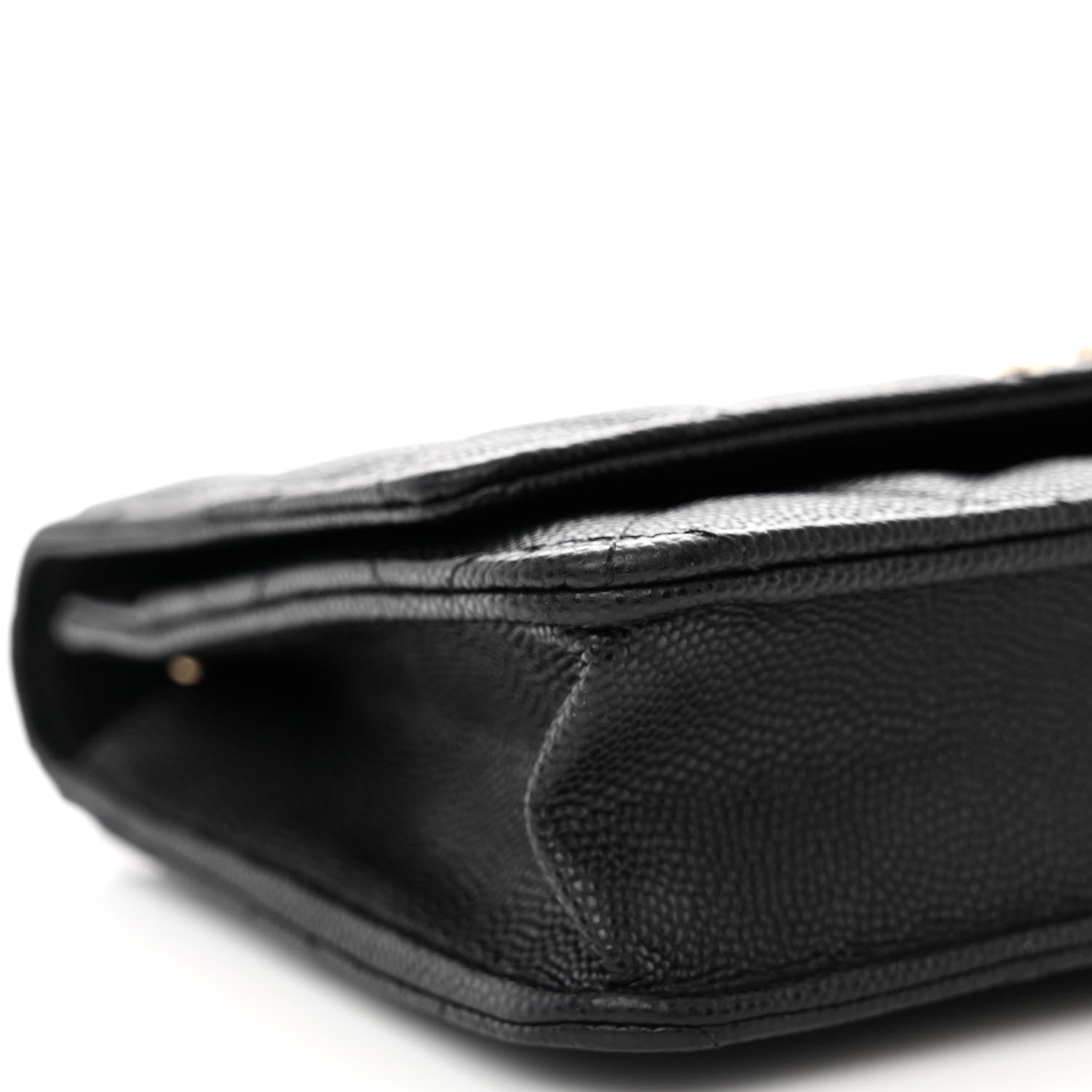 Chanel Caviar Quilted Striated CC Wallet On Chain WOC Black 10 of 13