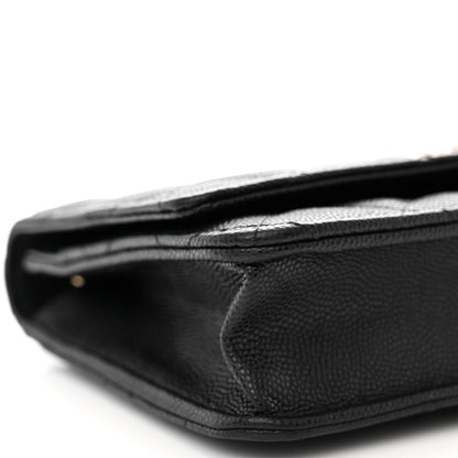 Chanel Caviar Quilted Striated CC Wallet On Chain WOC Black 10 of 13