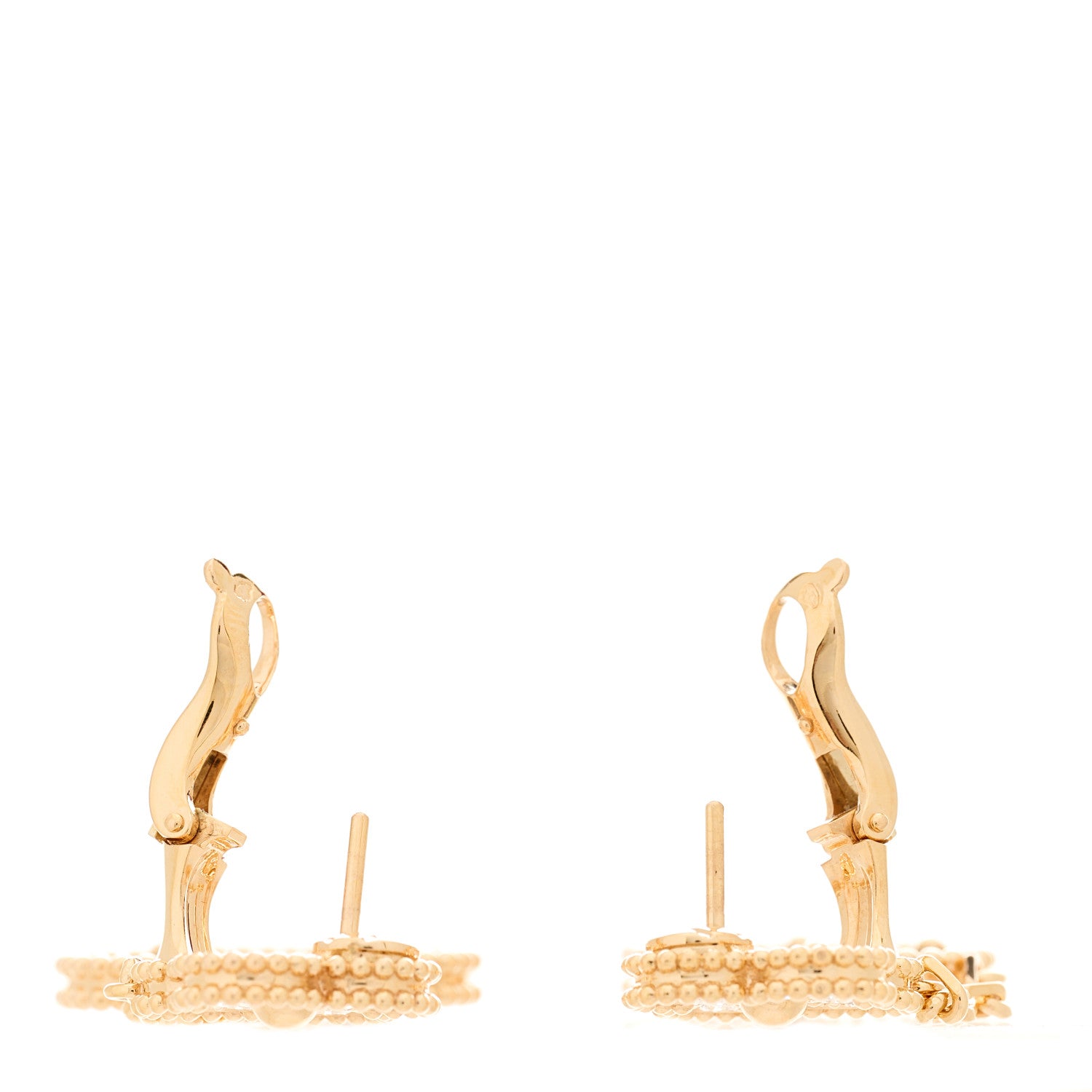 Van Cleef & Arpels 18K Rose Gold Diamond Grey Mother of Pearl Magic Alhambra 2 Motifs Earrings 3 of 5