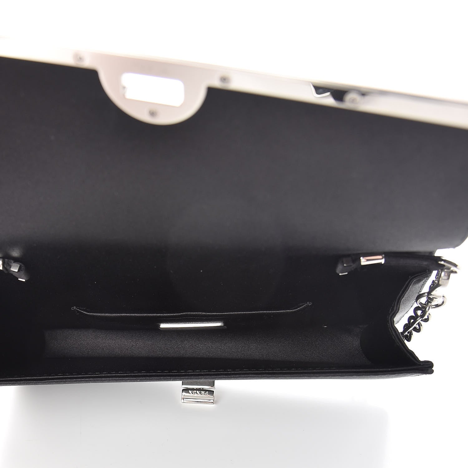 Prada Satin Crystal Chain Wallet Black 5 of 10