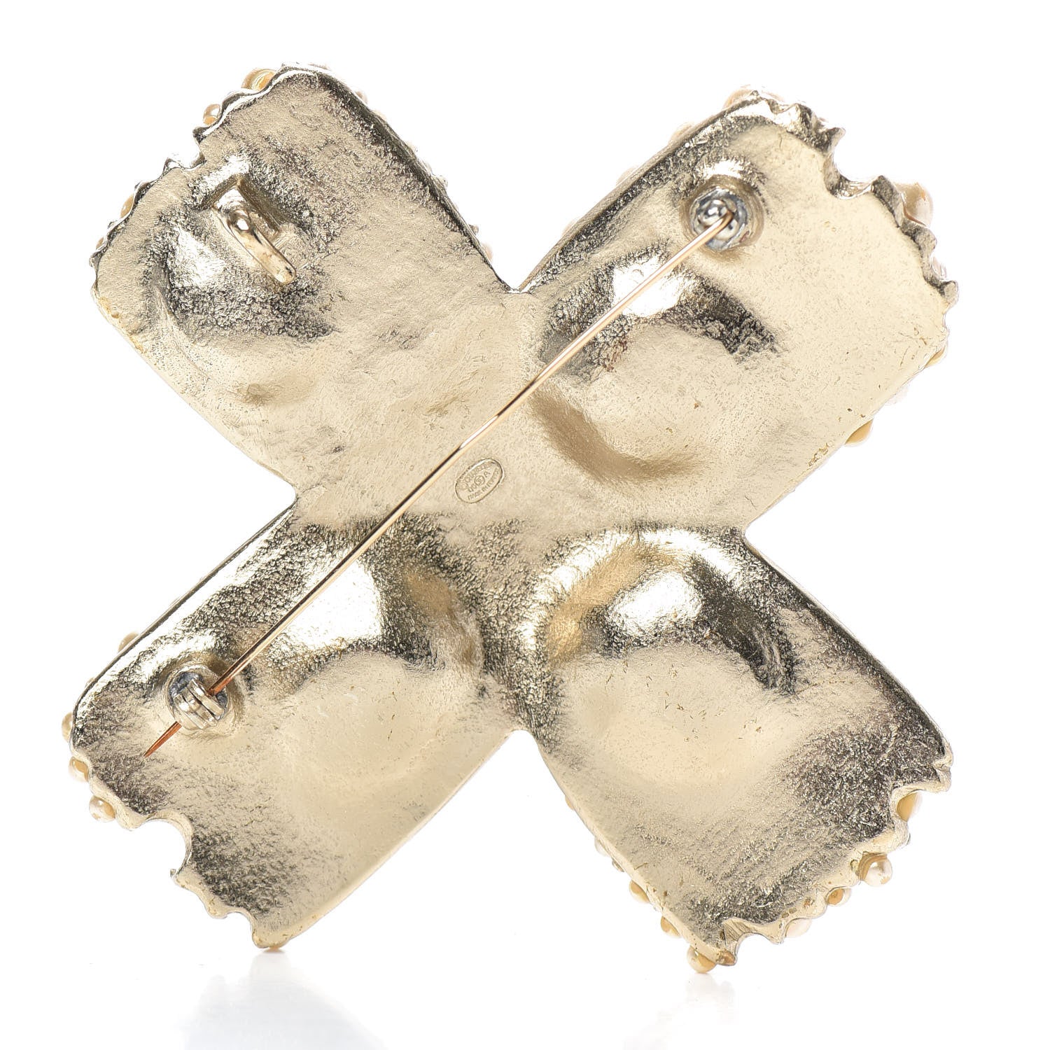 Chanel Pearl CC Cross Brooch Gold 3 of 6