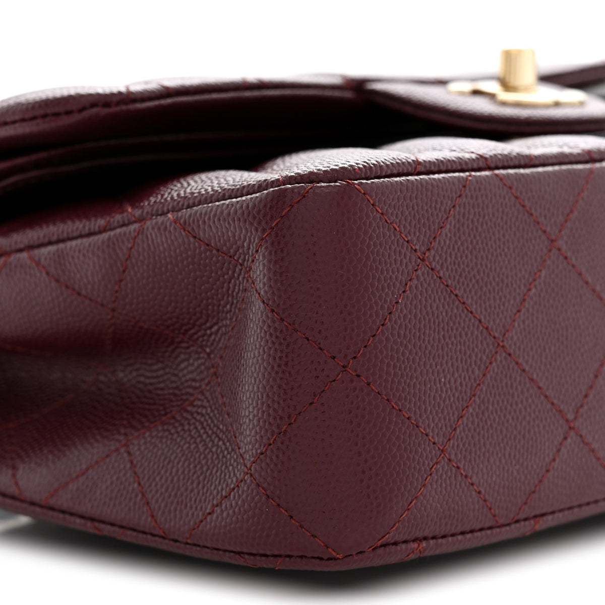 Caviar Quilted Small Double Flap Burgundy