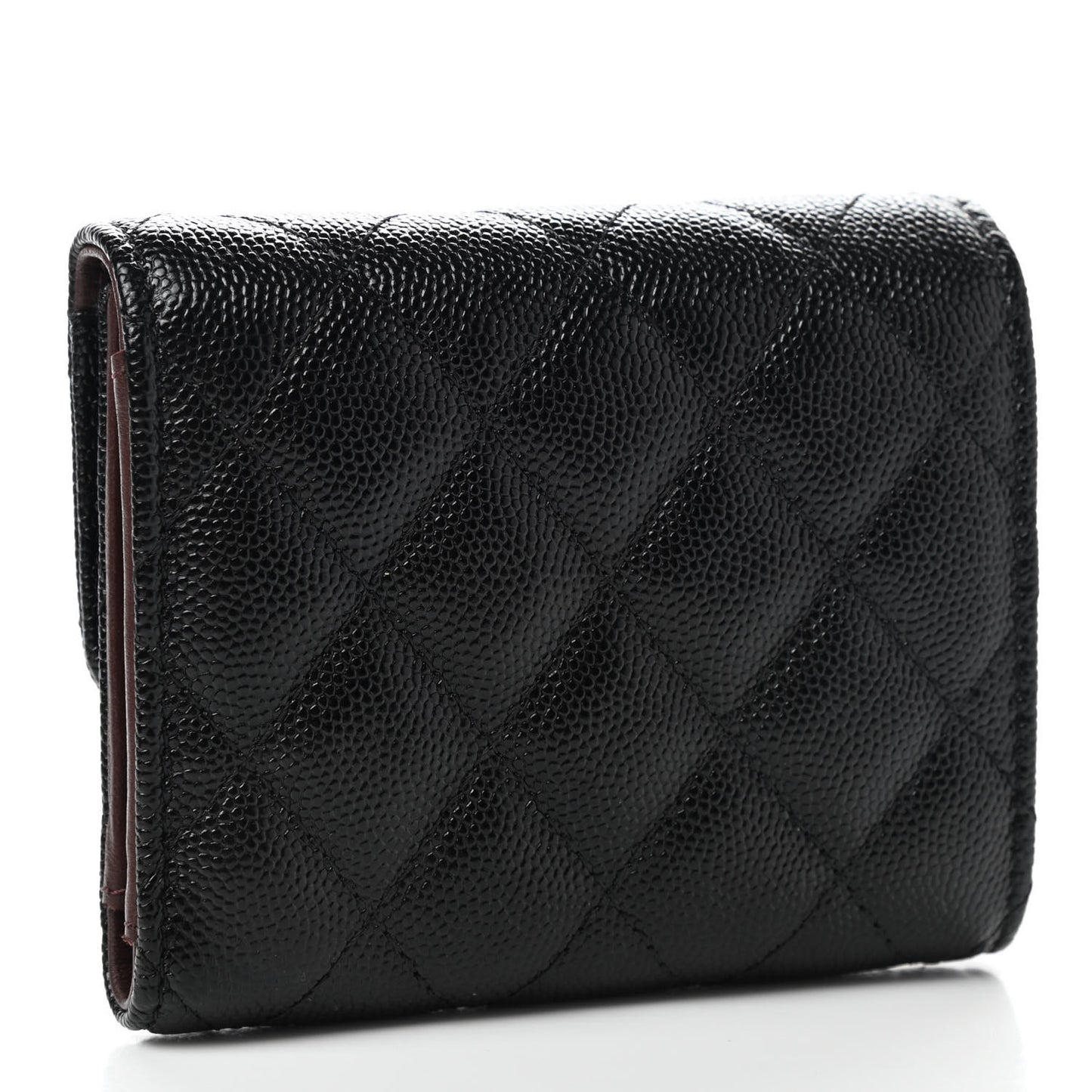 Caviar Quilted Flap Card Holder Black