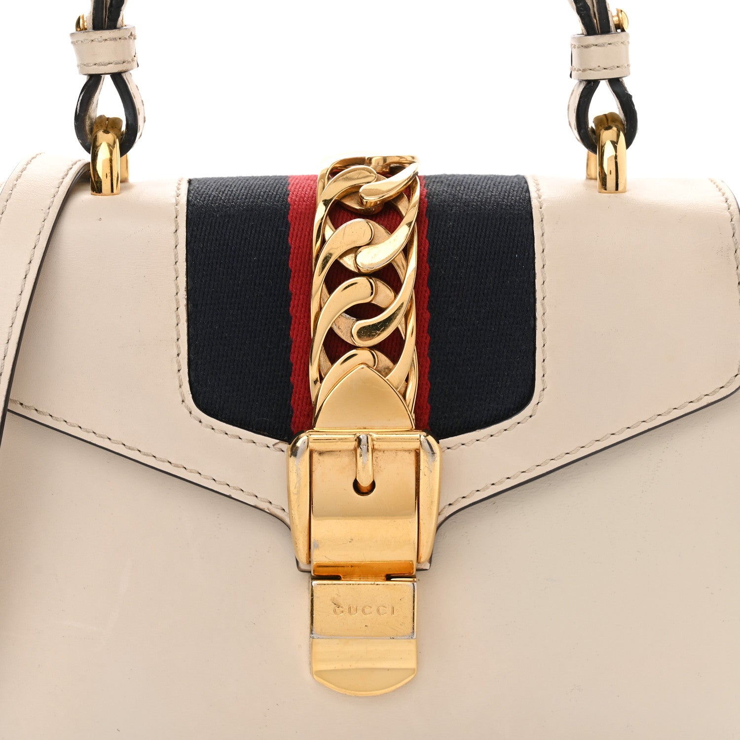 Gucci Calfskin Mini Sylvie Top Handle Bag White 8 of 18