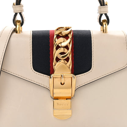 Gucci Calfskin Mini Sylvie Top Handle Bag White 8 of 18