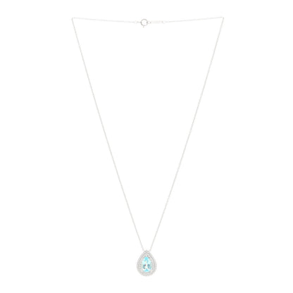 Tiffany Platinum Diamond Aquamarine Pear Shaped Soleste Pendant Necklace 3 of 5