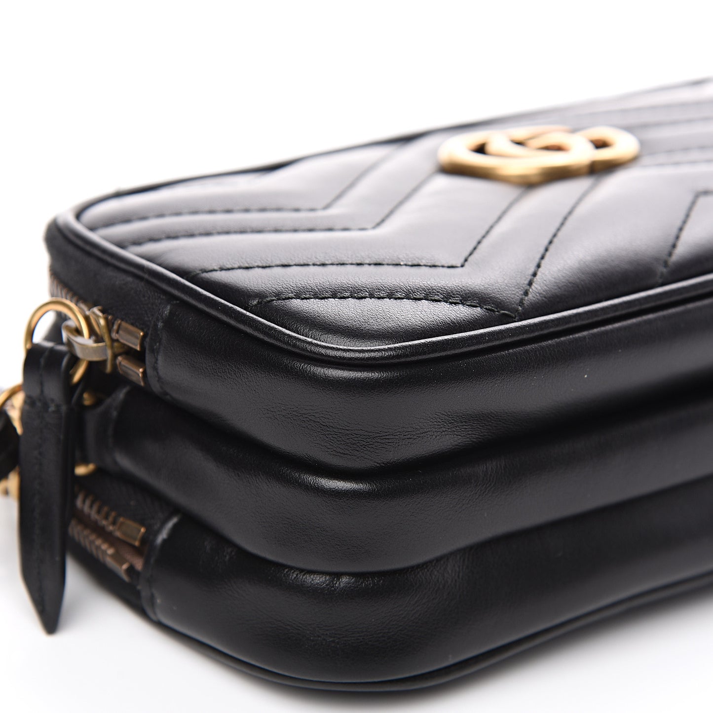 Calfskin Matelasse Mini GG Marmont Chain Crossbody Bag Black