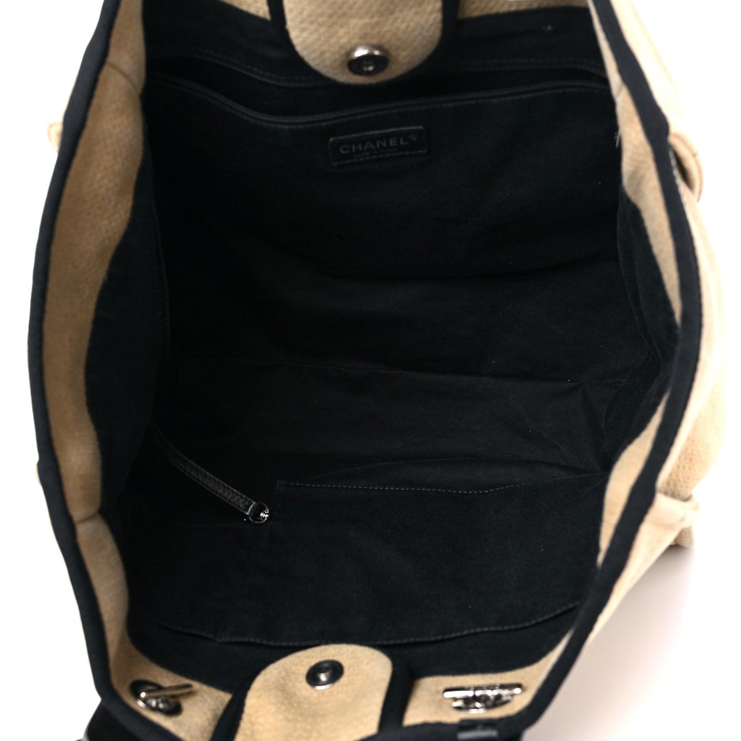 Canvas Medium Deauville Tote Beige Black