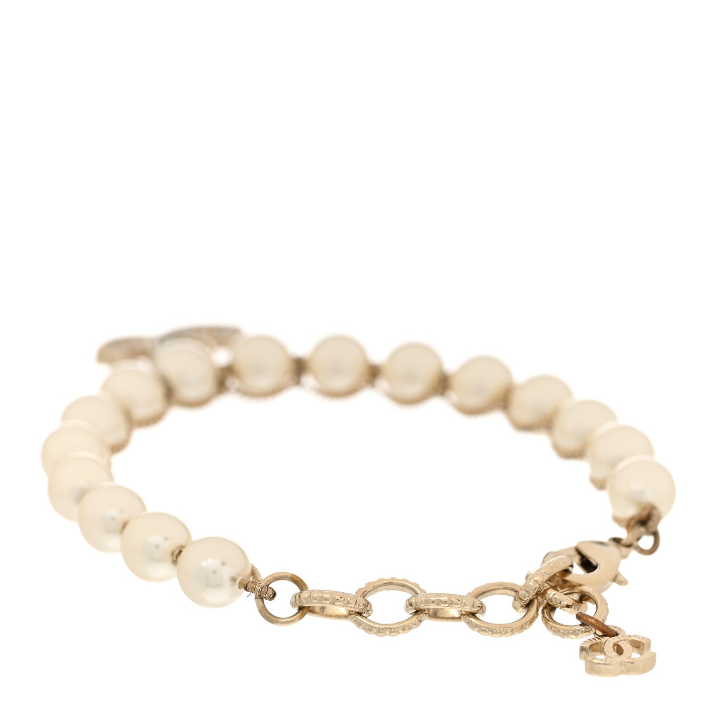 Pearl Crystal CC Bracelet Gold