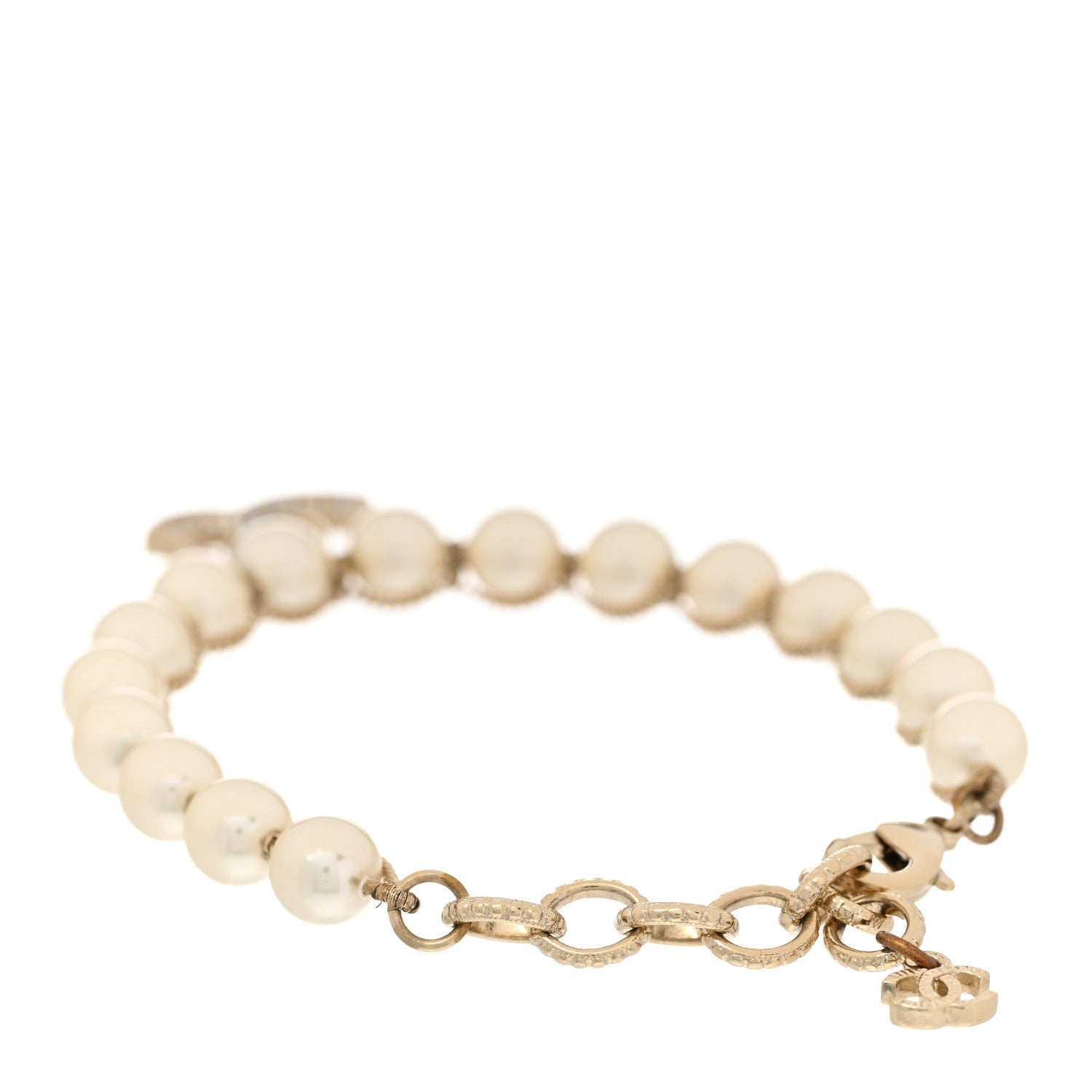 Chanel Pearl Crystal CC Bracelet Gold 3 of 6