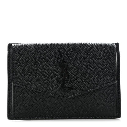 Saint Laurent Grain de Poudre Uptown Card Holder Black 1 of 11