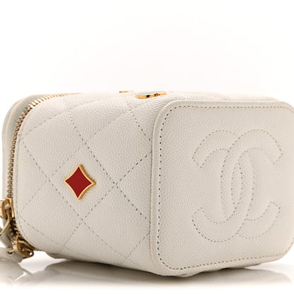 Chanel Caviar Quilted Enamel Coco Casino Mini Vanity Case With Chain White 10 of 11