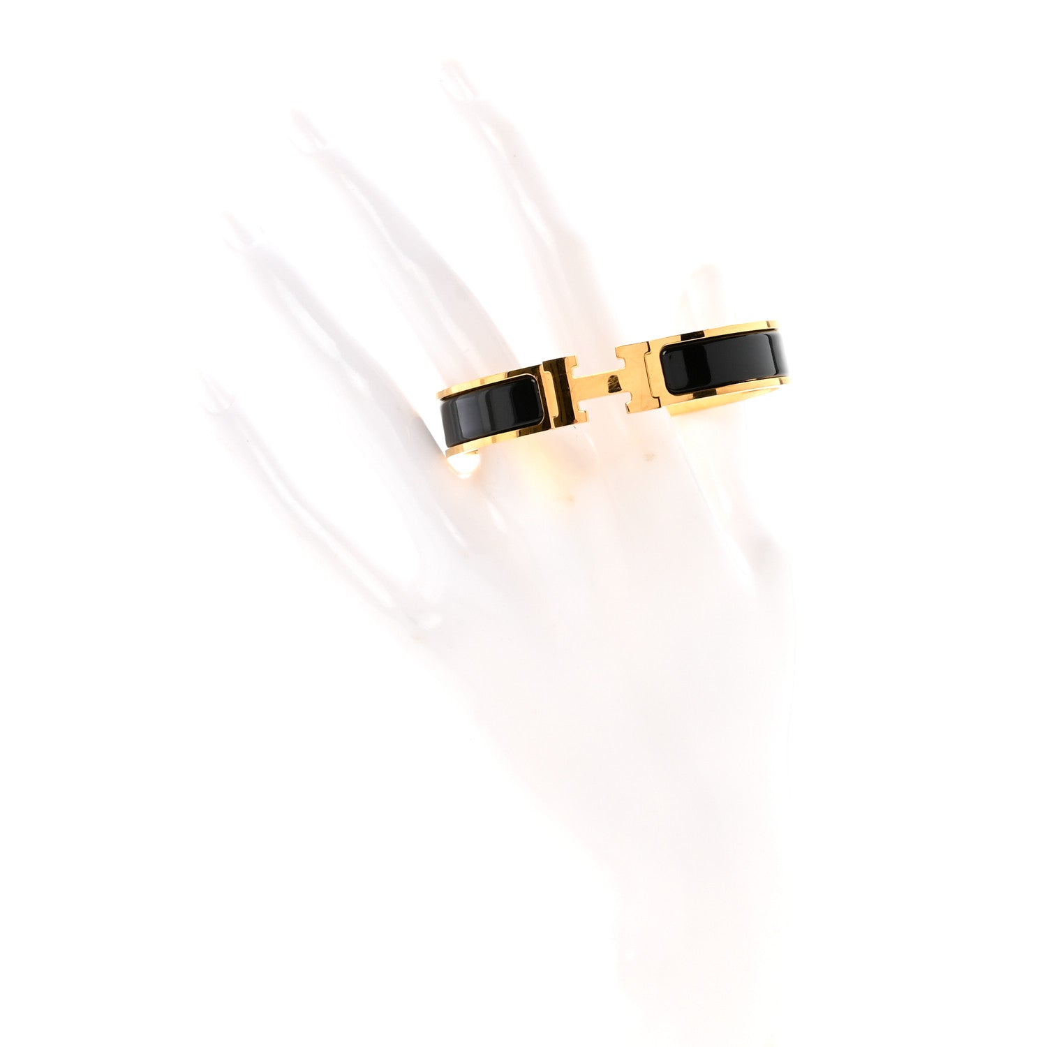 Hermes Enamel Narrow Clic Clac H Bracelet GM Black 2 of 4