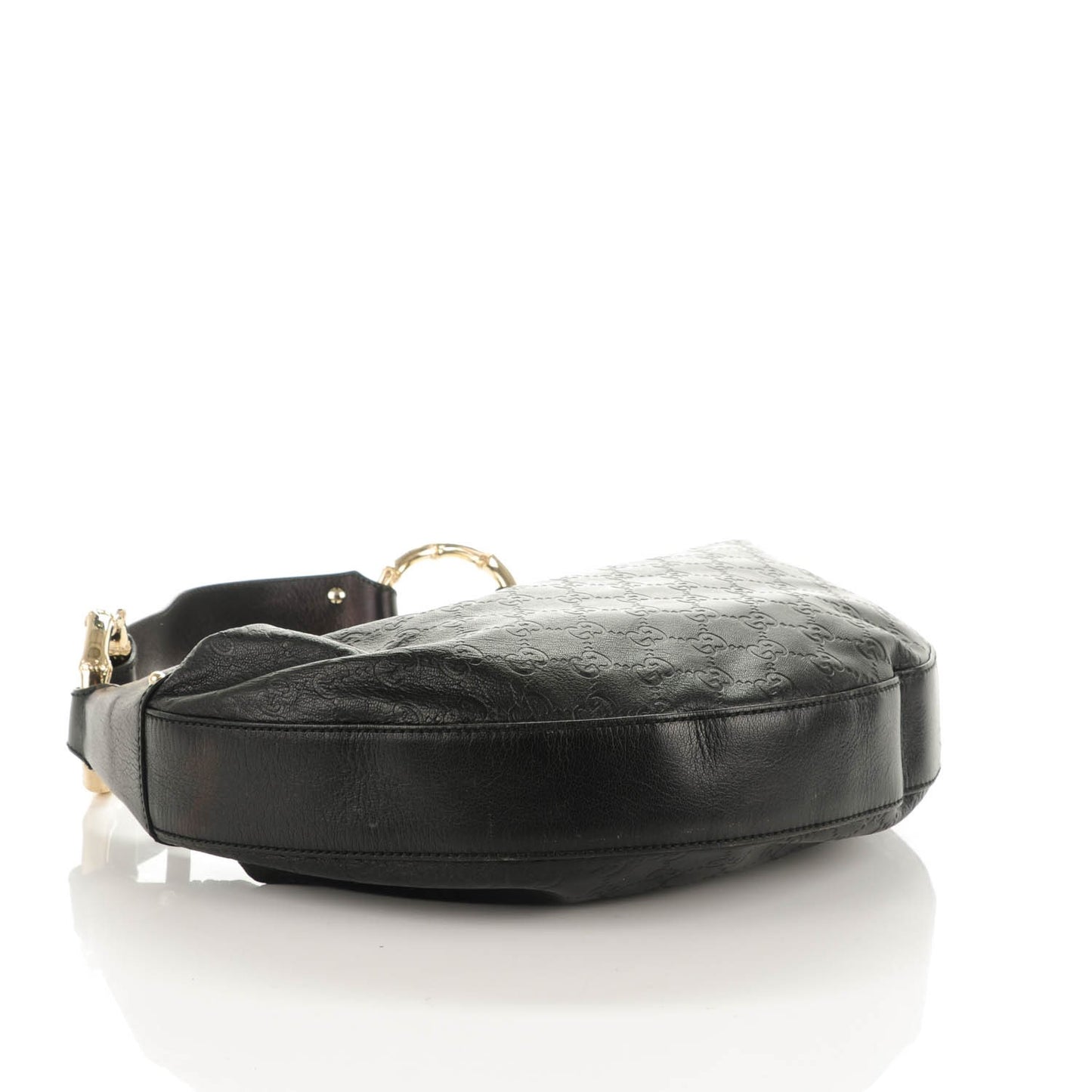 Guccissima Half Moon Bamboo Ring Hobo Black