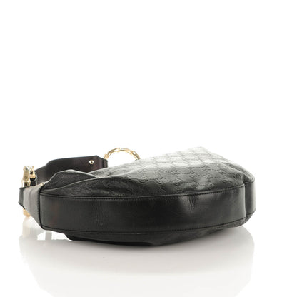 Gucci Guccissima Half Moon Bamboo Ring Hobo Black 4 of 7