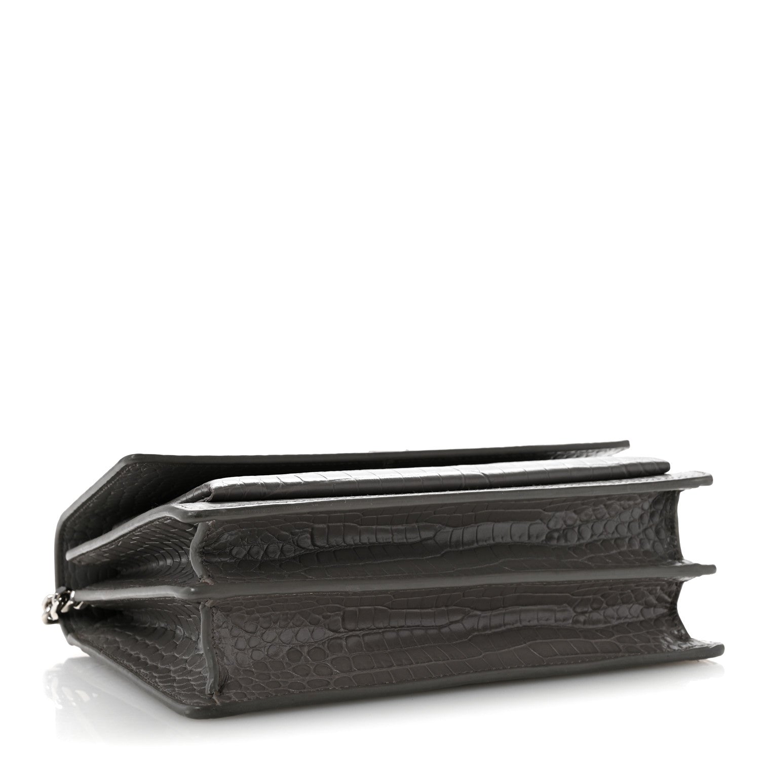 Saint Laurent Calfskin Crocodile Embossed Medium Monogram Sunset Fog 4 of 12