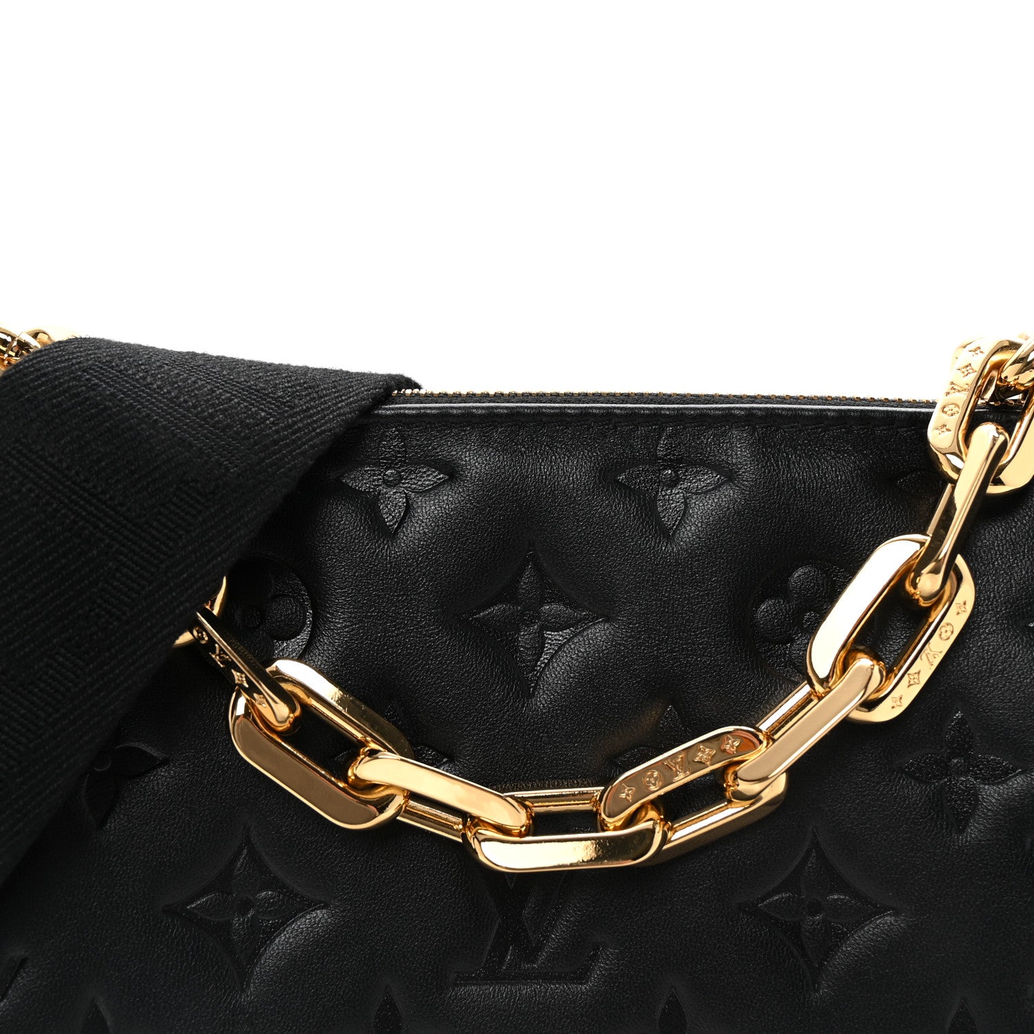 Louis Vuitton Lambskin Embossed Monogram Coussin PM Black 7 of 9