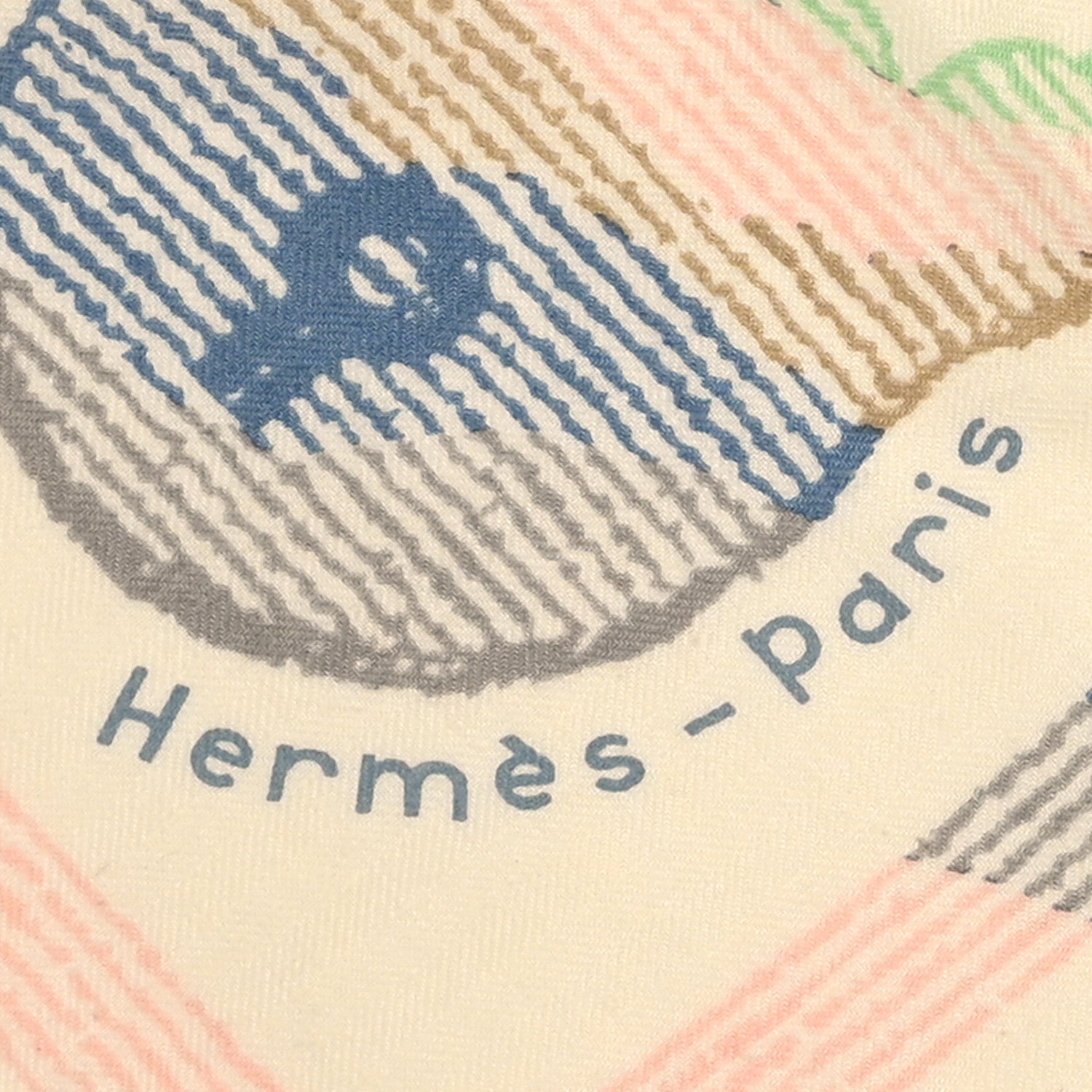 Hermes Cashmere Silk Inventaire Poetique Pour Un Conte Shawl 140 White Blue Vert 2 of 3