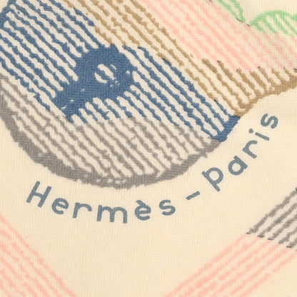 Hermes Cashmere Silk Inventaire Poetique Pour Un Conte Shawl 140 White Blue Vert 2 of 3
