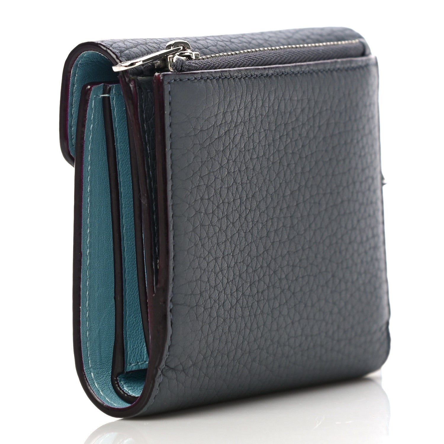 Christian Dior Bullcalf Diorissimo Medium Envelope Wallet Grey Blue 3 of 11
