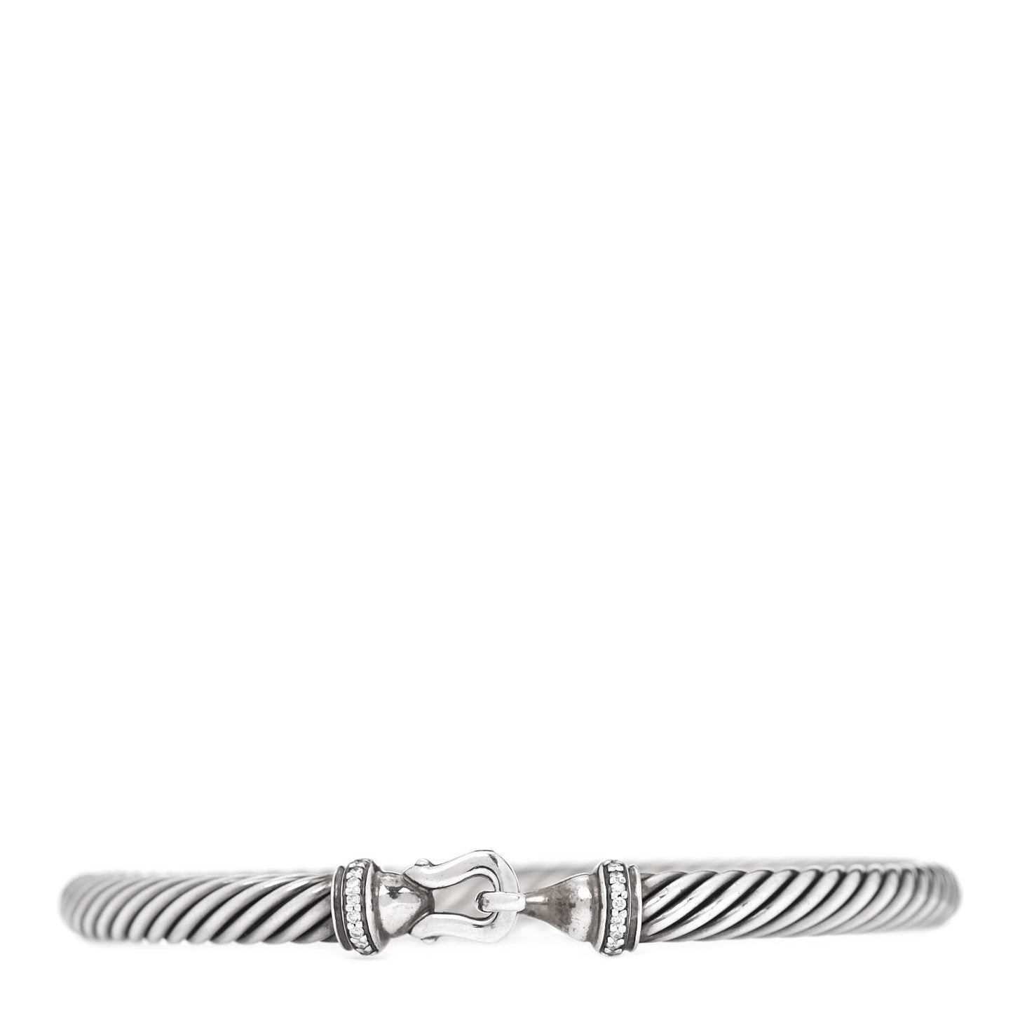 Sterling Silver Diamond 5mm Cable Buckle Bracelet