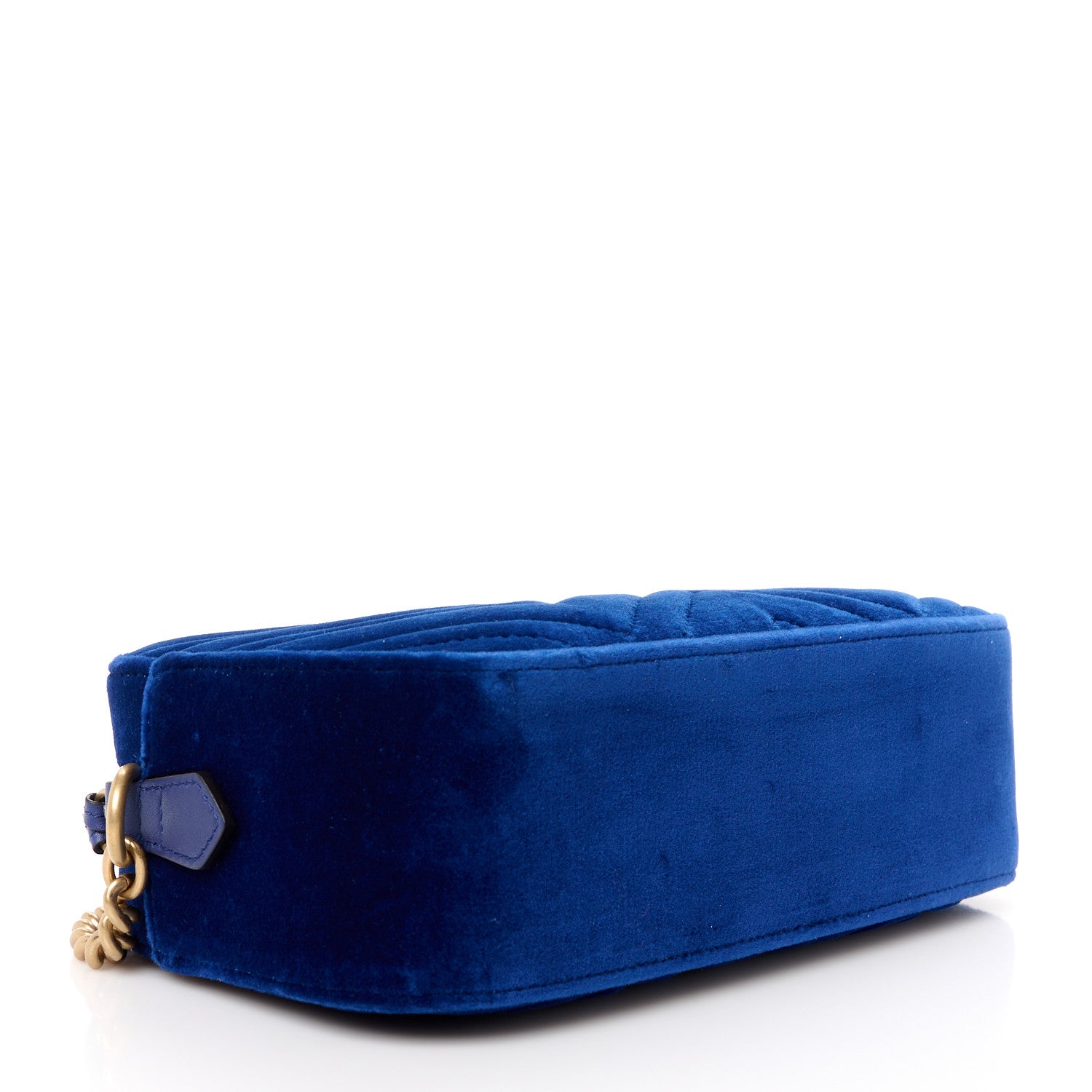 Gucci Velvet Matelasse Small GG Marmont Chain Shoulder Bag Cobalt 4 of 11