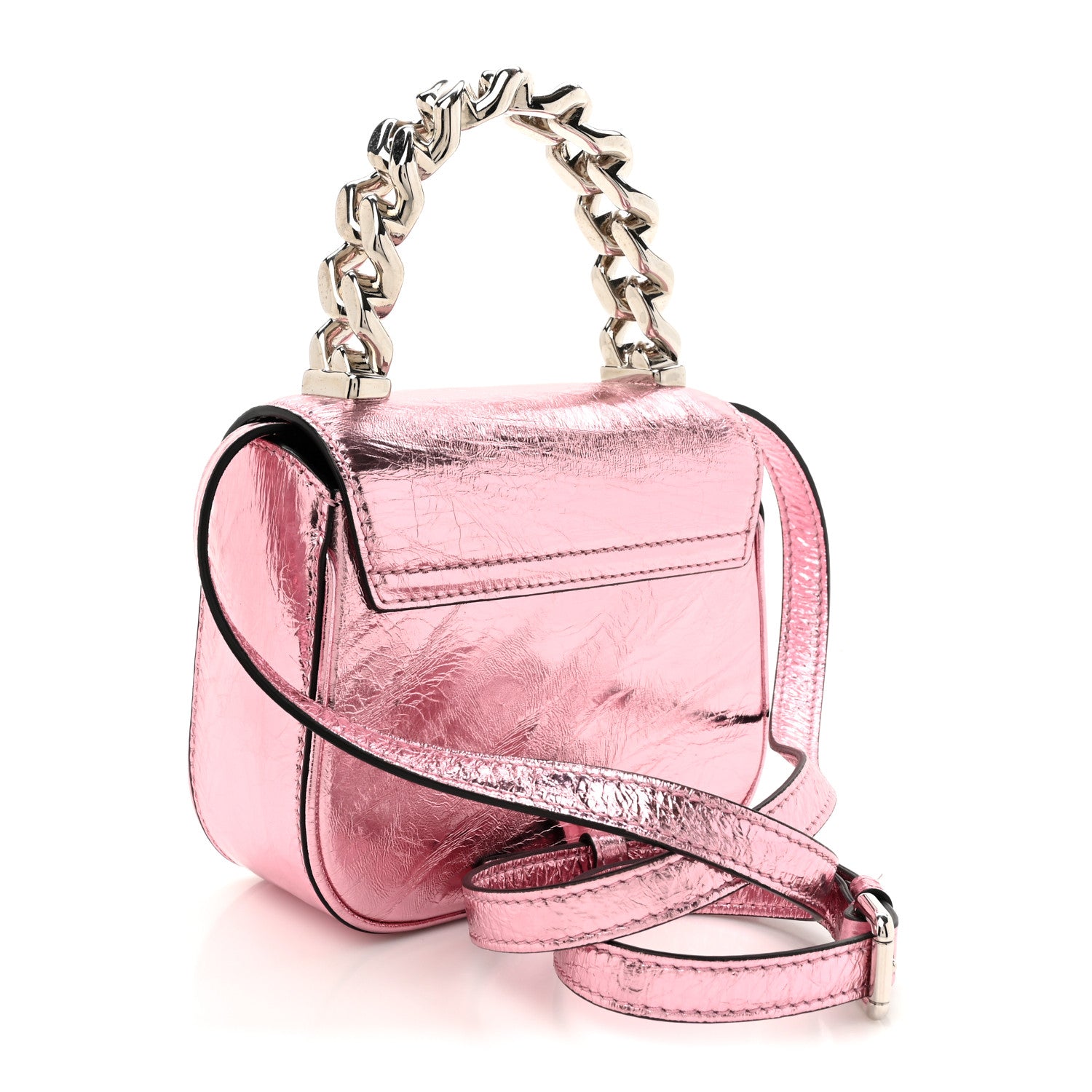 Versace Metallic Crackled Lambskin Mini La Medusa Bag Pink 3 of 11