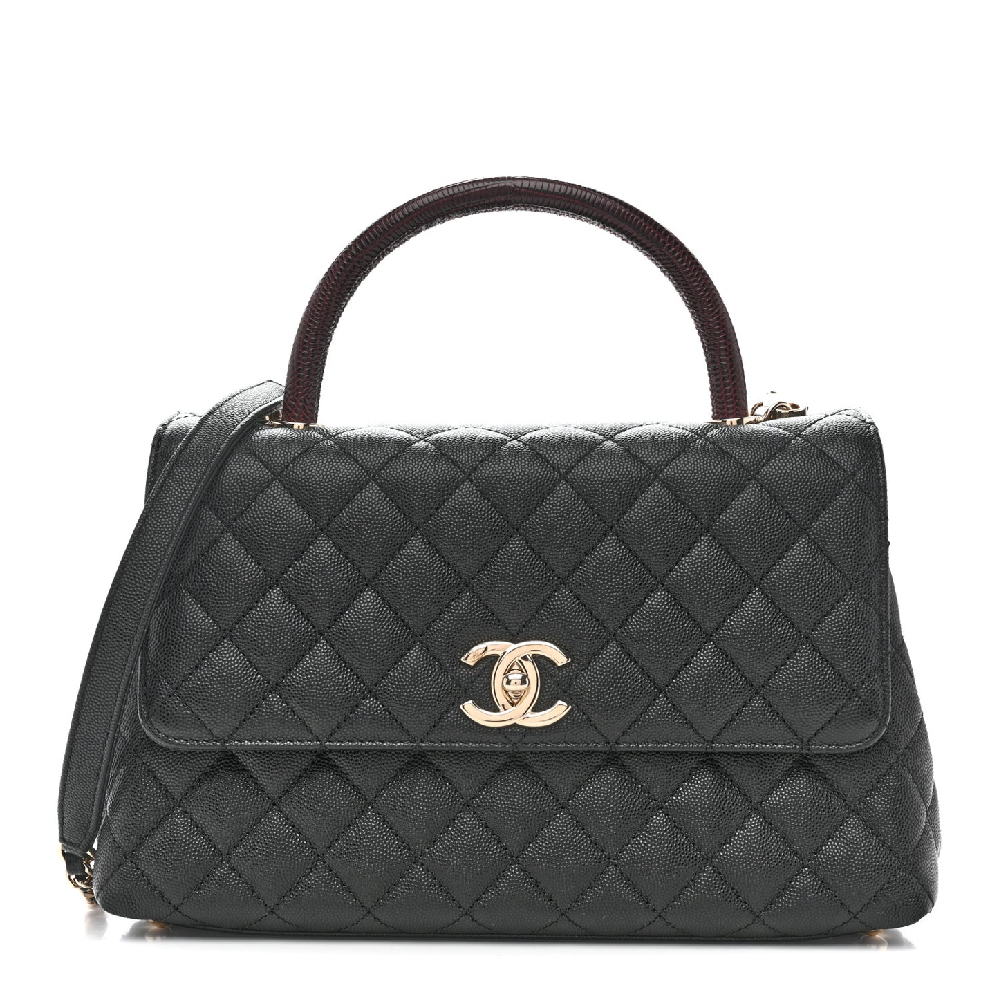 Caviar Quilted Small Coco Handle Flap Black