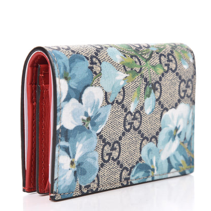 Gucci GG Supreme Monogram Blooms Card Case Wallet Beige Blue Navy Hibiscus Red 3 of 8