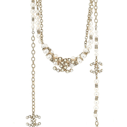 Chanel Pearl Crystal Nefertiti CC Dangle Choker Necklace Gold 1 of 4