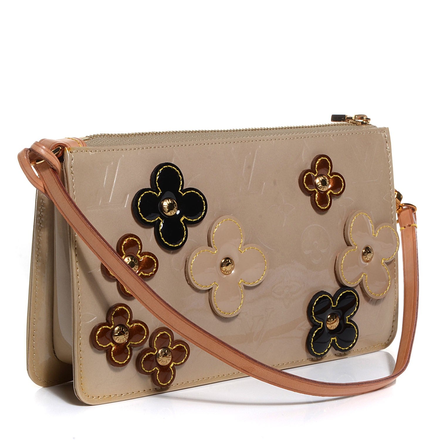 Louis Vuitton Vernis Lexington Fleurs Pochette Beige 3 of 7