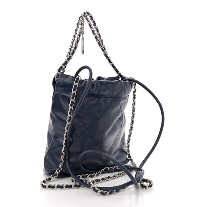 Chanel Shiny Calfskin Quilted Mini Chanel 22 Navy Blue 3 of 10