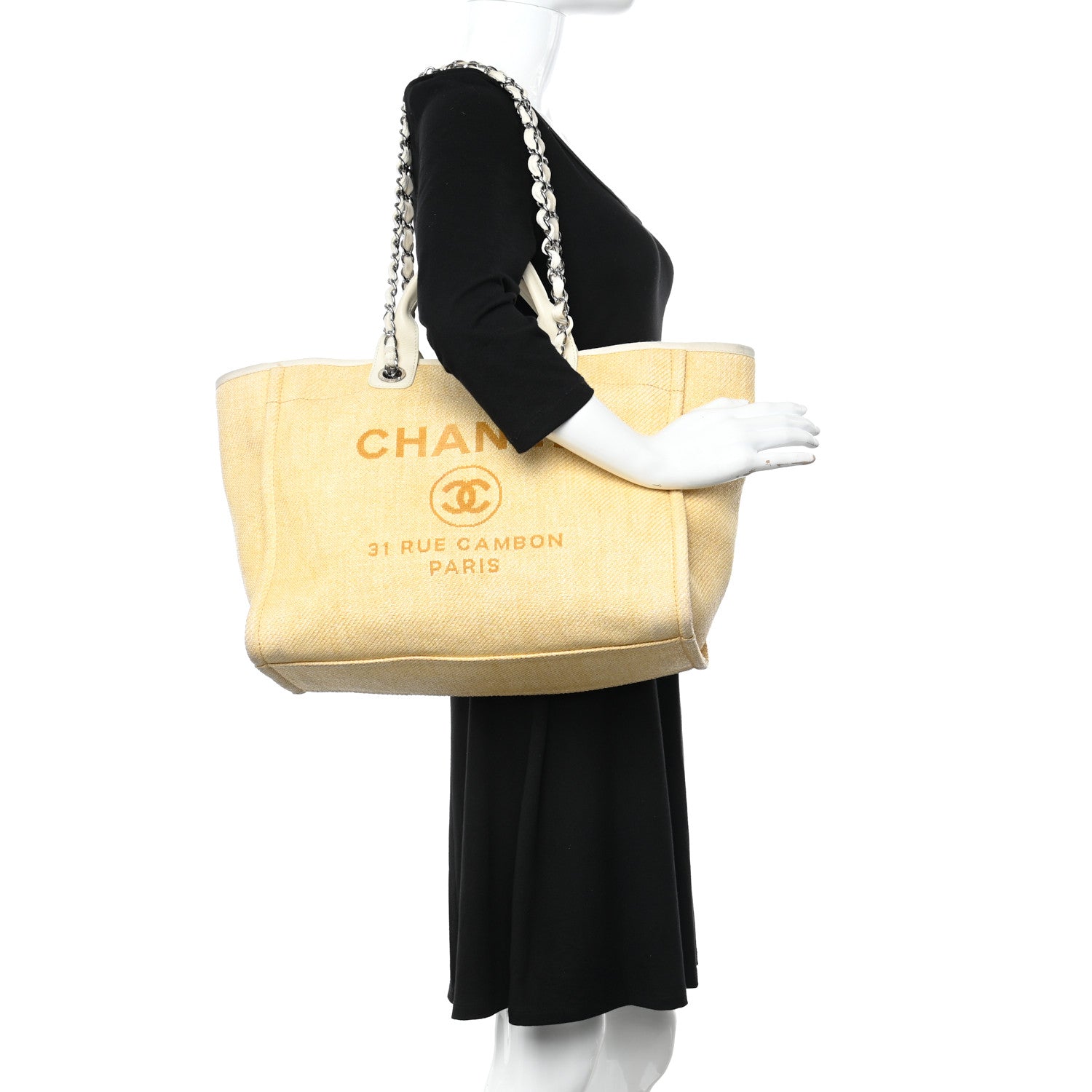 Chanel Woven Straw Raffia Medium Deauville Tote Beige 2 of 22