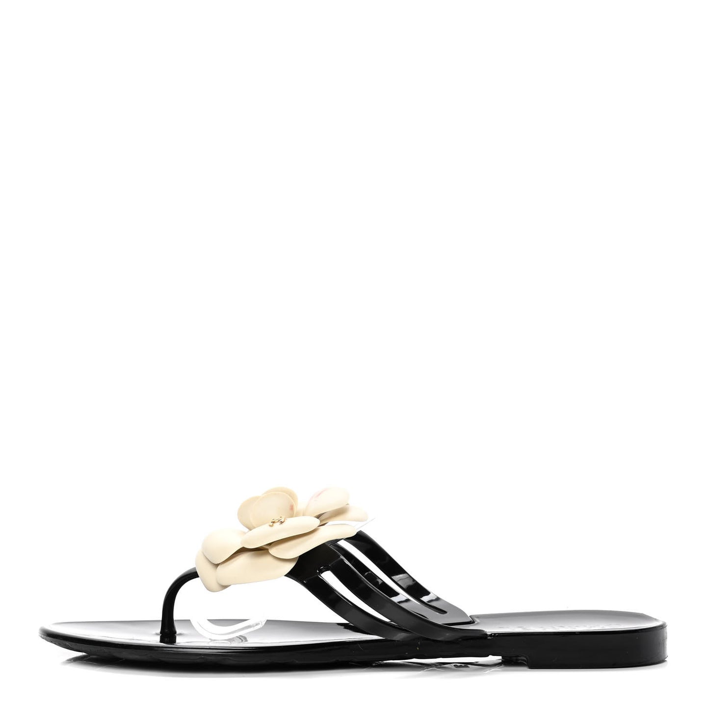 Jelly Camellia Thong Sandals 37 Black Ivory