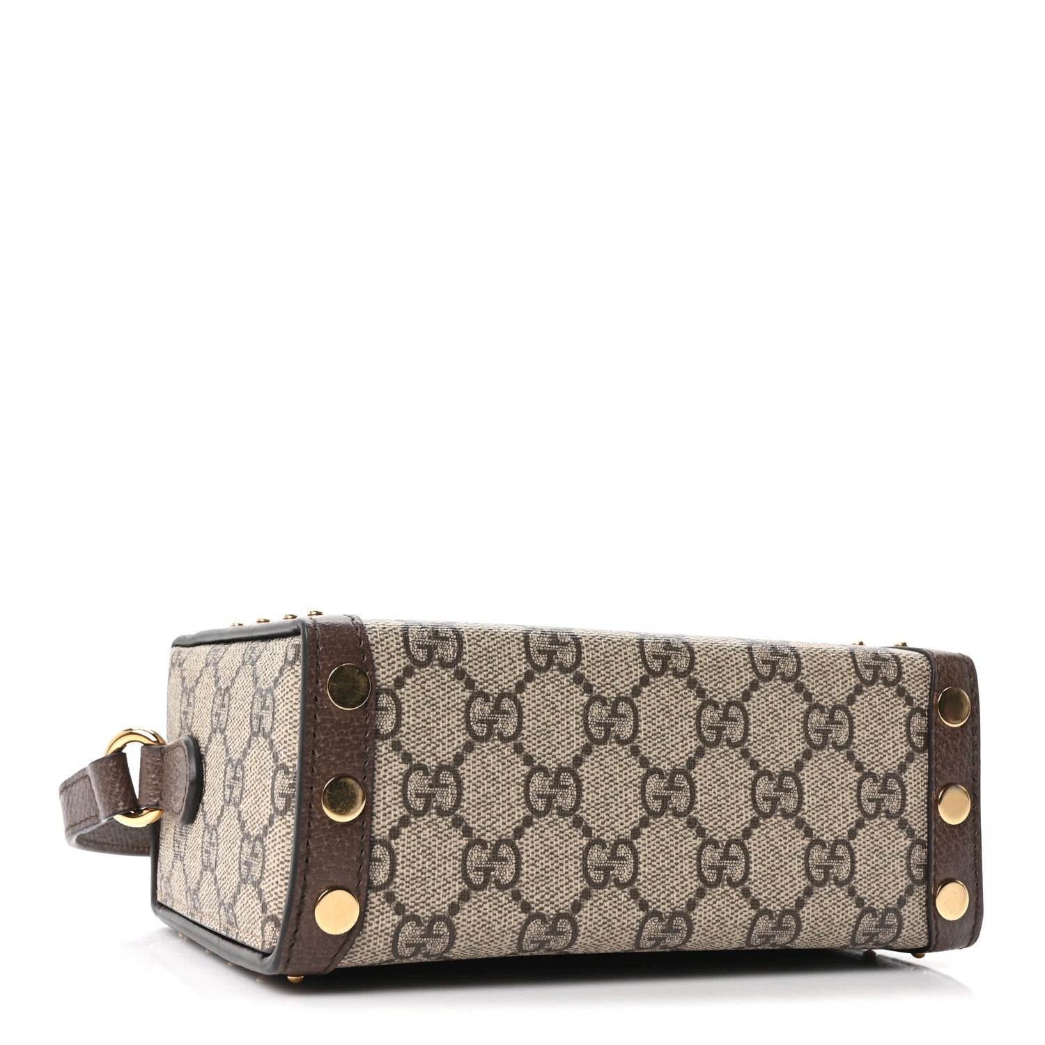 Gucci GG Supreme Monogram Textured Dollar Calfskin Mini Trunk Shoulder Bag Beige Ebony New Acero 4 of 10