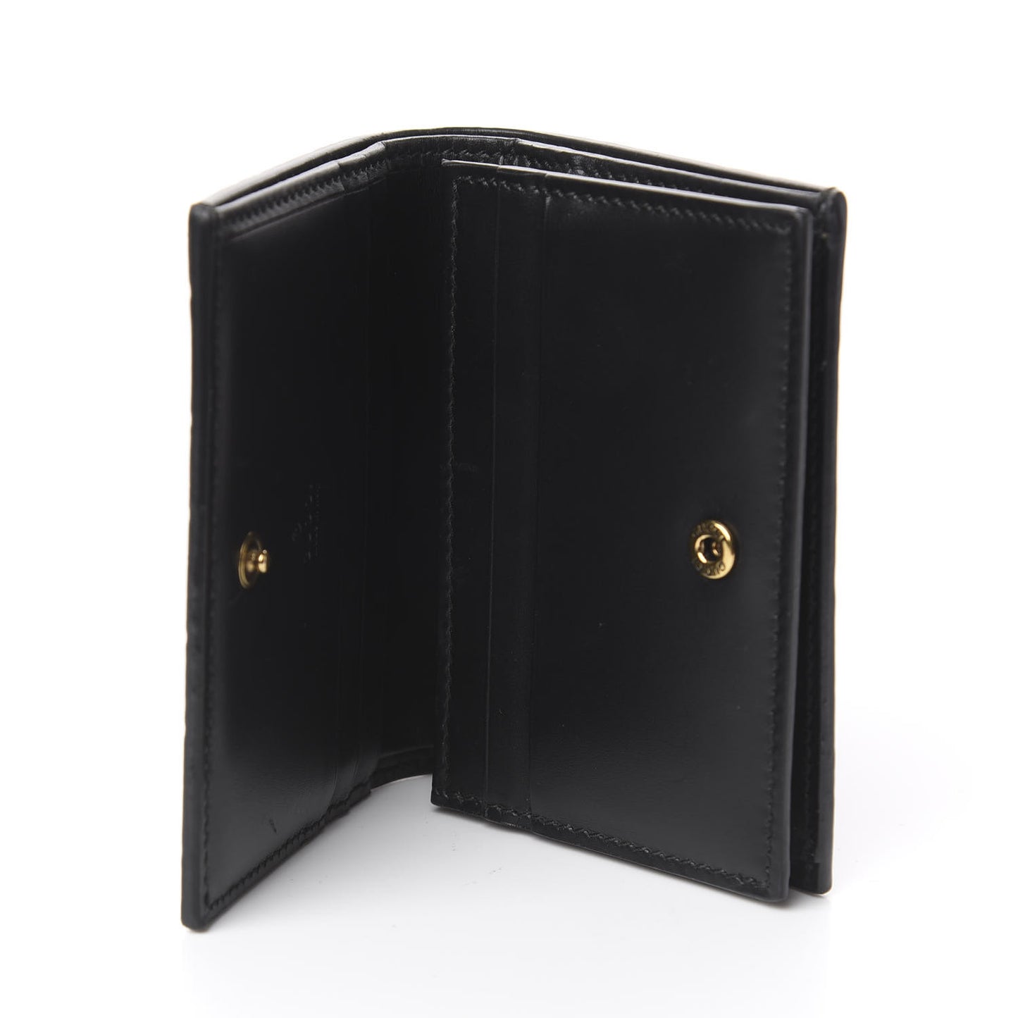 Guccissima Signature Crystal Cat Card Case Wallet Black
