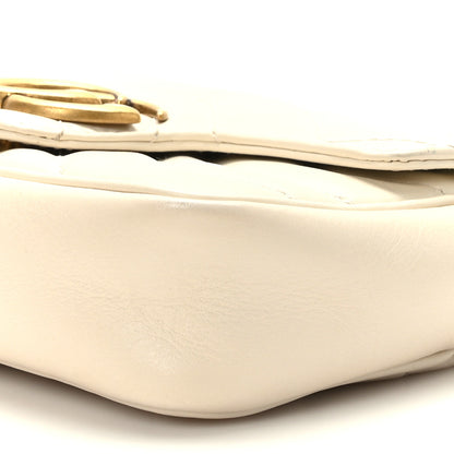 Gucci Calfskin Matelasse Super Mini GG Marmont Shoulder Bag White 9 of 10