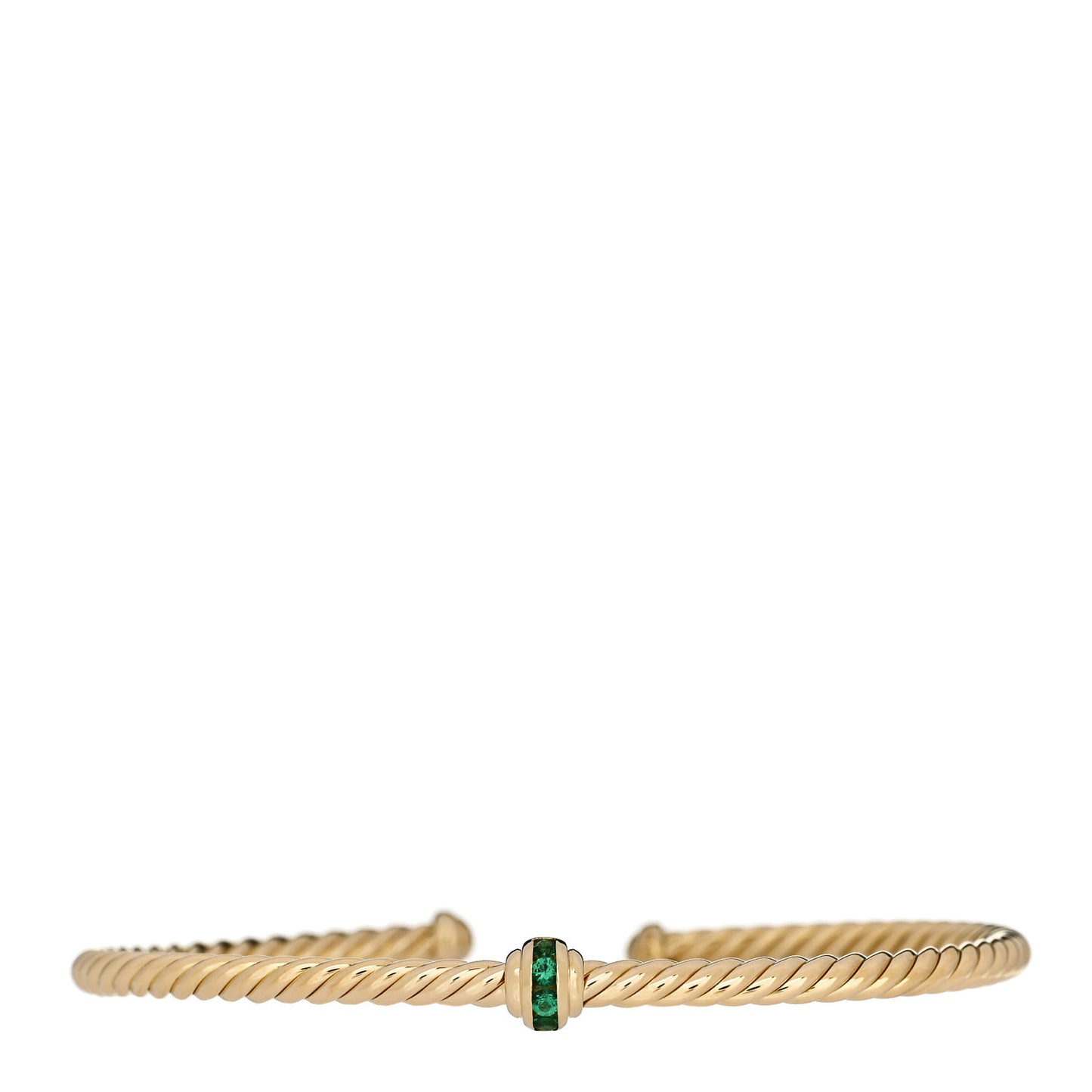 18K Yellow Gold Emerald 3mm Cablespira Single Station Bracelet