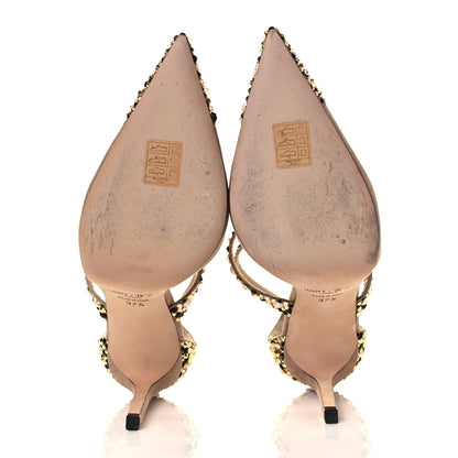 Jimmy Choo Embellished Suede Saoni 100 Pumps 37.5 Beige 9 of 14