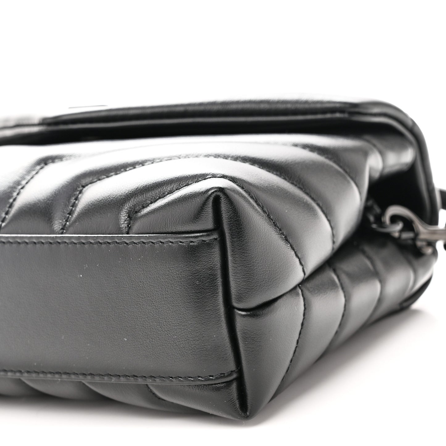 Calfskin Y Quilted Monogram Monochrome Toy Loulou Crossbody Bag Black