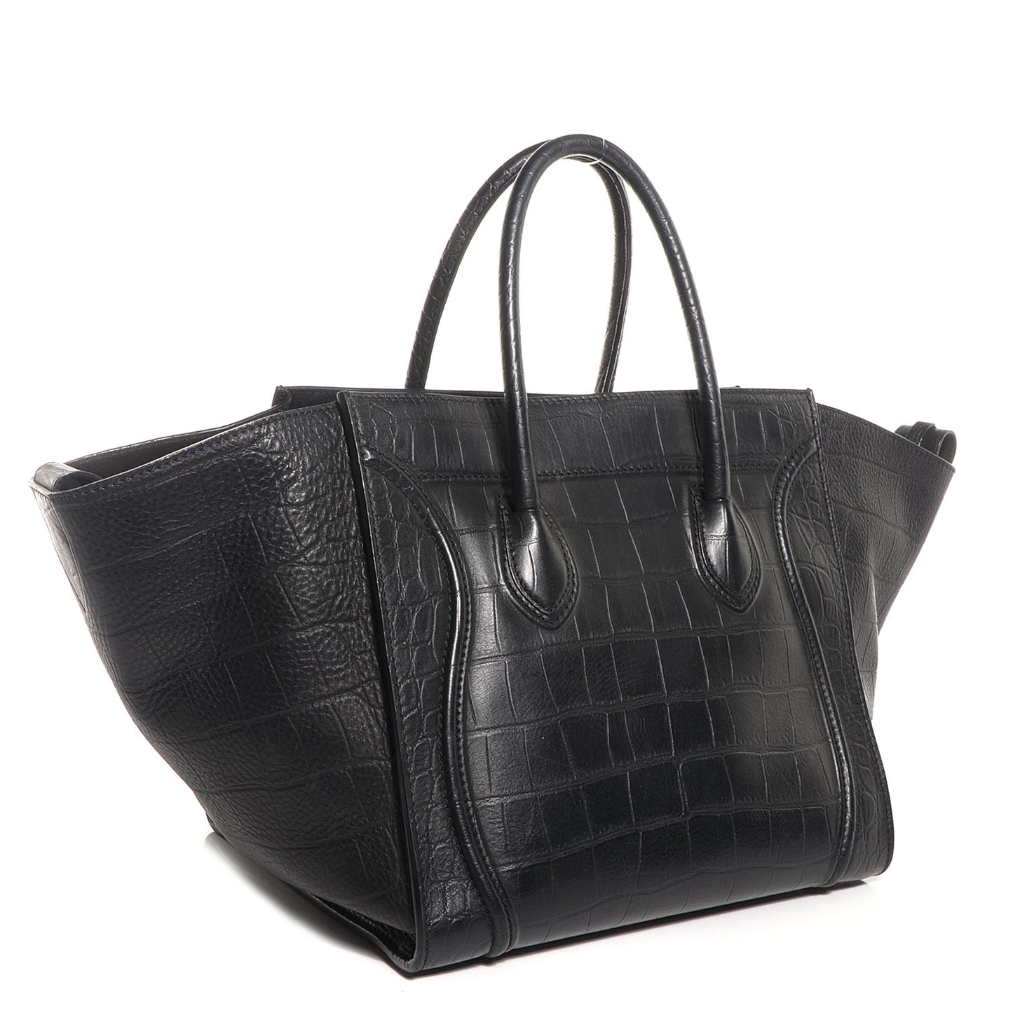 Crocodile Embossed Medium Phantom Luggage Black