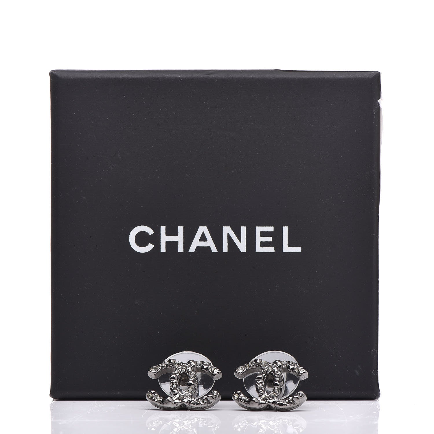 Chanel Crystal Mini CC Earrings Silver 5 of 5