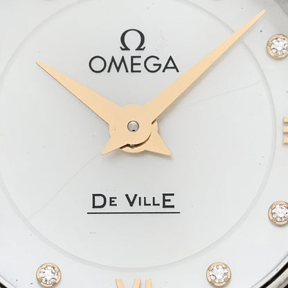 Omega Stainless Steel 18K Yellow Gold Diamond Mother of Pearl 24mm De Ville Prestige Quartz Watch 424.20.24.60.55.001 5 of 5