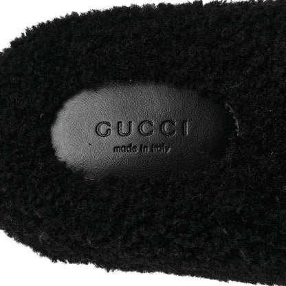 Gucci Shearling Womens Eileen Slide Sandals 37 Black Butterscotch 6 of 9