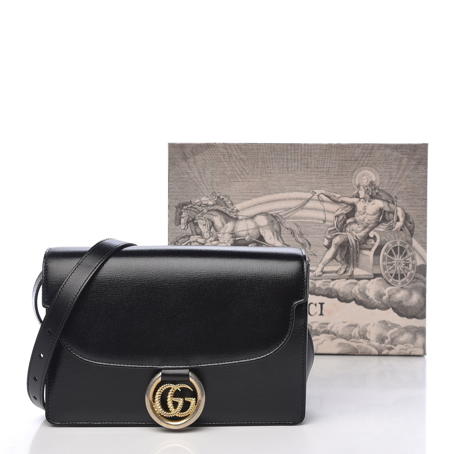 Gucci Textured Calfskin Small Torchon GG Ring Shoulder Bag Black 11 of 11